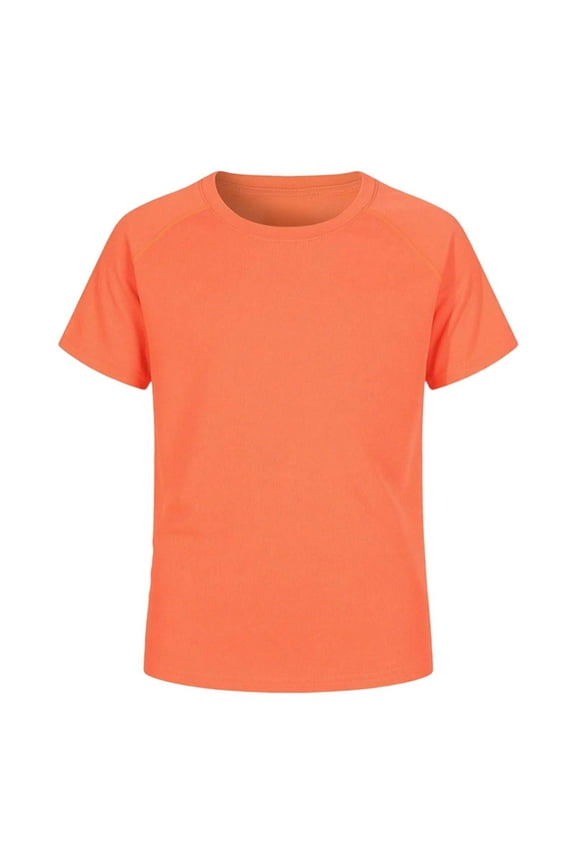 Boys Shirts,Rash Guard Shirt Short Sleeve UPF Swimwear Quick-Dry Water Shirt Sun Protection Top for Pool & Beach Activities,Shirts for Boys,Orange,5-6 Years