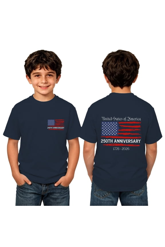 Boys Shirts Boys Youth 4Th of July T Shirt Stars and Stripes Usa 250Th Anniversary Crew Neck Short Sleeve for Summer Celebrations Festivals Outdoor Navy 12 Years-13 Years