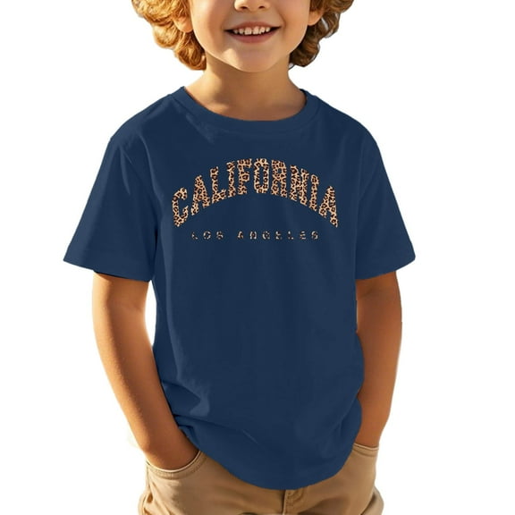 Boys Shirts California Shirt Kids Letter Printed Short Sleeve Casual Crewneck Basic Tees Outfits For Girls