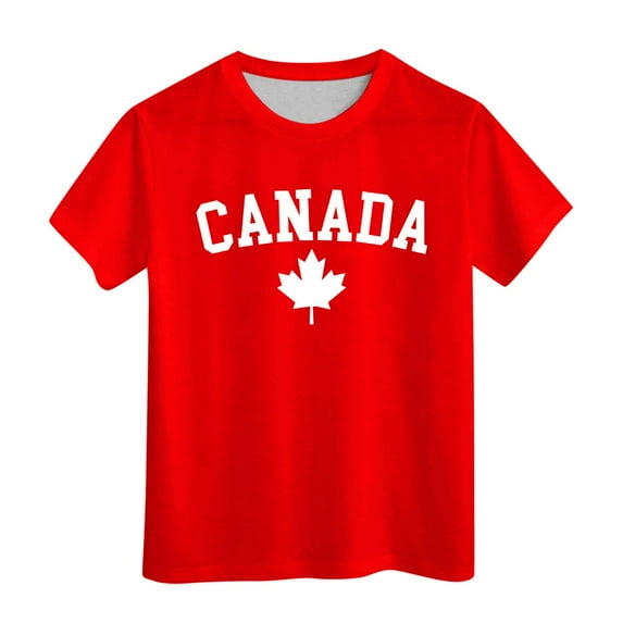 Boys Shirts Canada Day Girls Short Sleeve Summer Crewneck Casual Basic Boys Clothes
