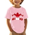 thumbnail image 1 of Boys Shirts Graphic T Shirt with Embroidered Maple Leaf Canadian Patriotic Celebration Tee for Kids Pink 9 Years-10 Years, 1 of 4