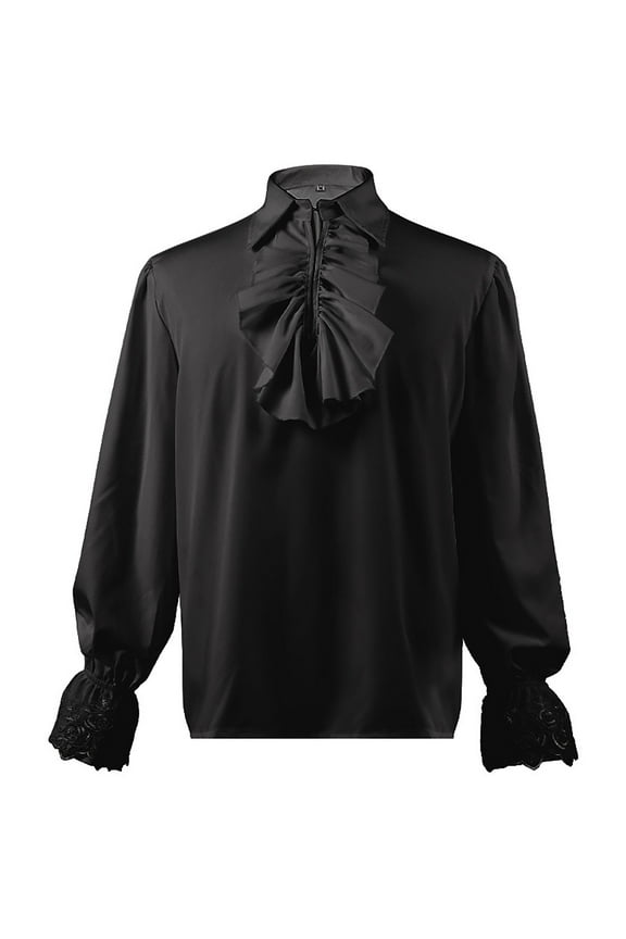 Boys Shirts Toddler Kids Child Ruffled Solid Color Shirt Top Lace Up Casual Classical Trendy Shirt Tops Size 8 Y-9 Y