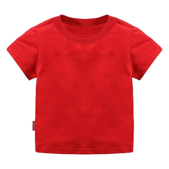 Boys Shirts,Kids Crewneck T Shirt Organic Soft Short Sleeve Basic Comfort Tee Top,Shirts for Boys,Z02 Red,4-5 Years