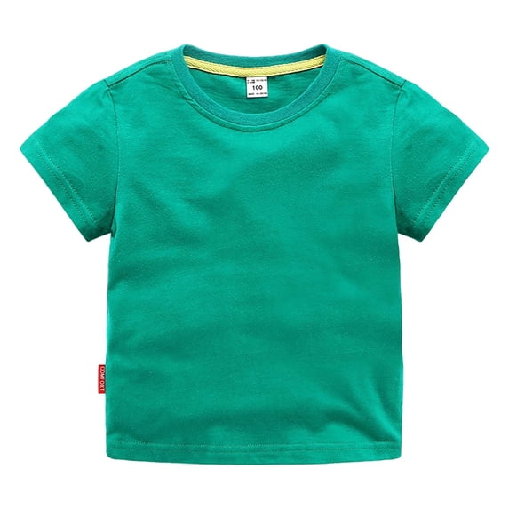 Boys Shirts - Kids Crewneck Tee Short Sleeve Soft Basic T-Shirt Classic Fit Comfort Top Eco-Friendly Casual Wear for Toddlers - Shirts for Boys,Color:Green,Size:4-5 Years