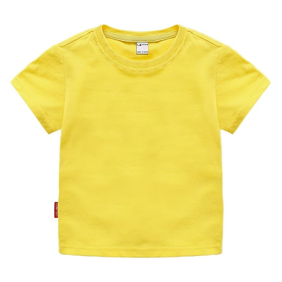Boys Shirts - Kids Crewneck Tee Short Sleeve Soft Basic T-Shirt Classic Fit Comfort Top Eco-Friendly Casual Wear for Toddlers - Shirts for Boys,Color:Yellow,Size:12-18 Months