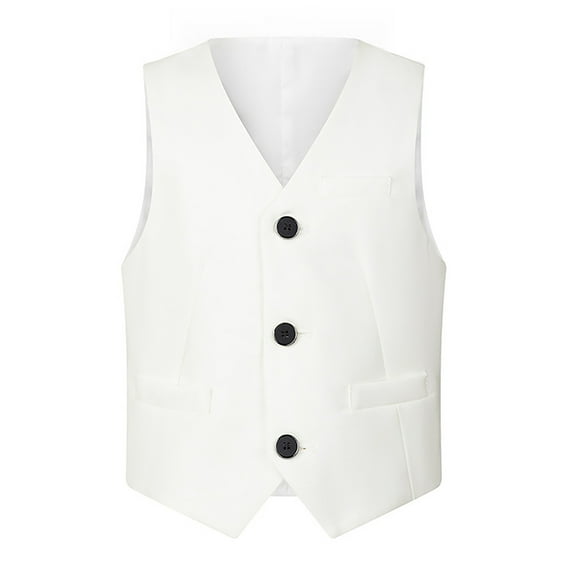 Boys Shirts Kids Sleeveless Party Performance Buttons Solid Formal Suit Vests Boys Vest Beige 2 Years-3 Years