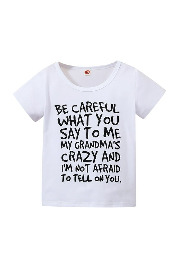 Boys Shirts Kids Toddler Children Spring Summer Letter Prints Short Sleeve Crew Neck Casual Comfortable Shirt Tops Size 2 Y-3 Y