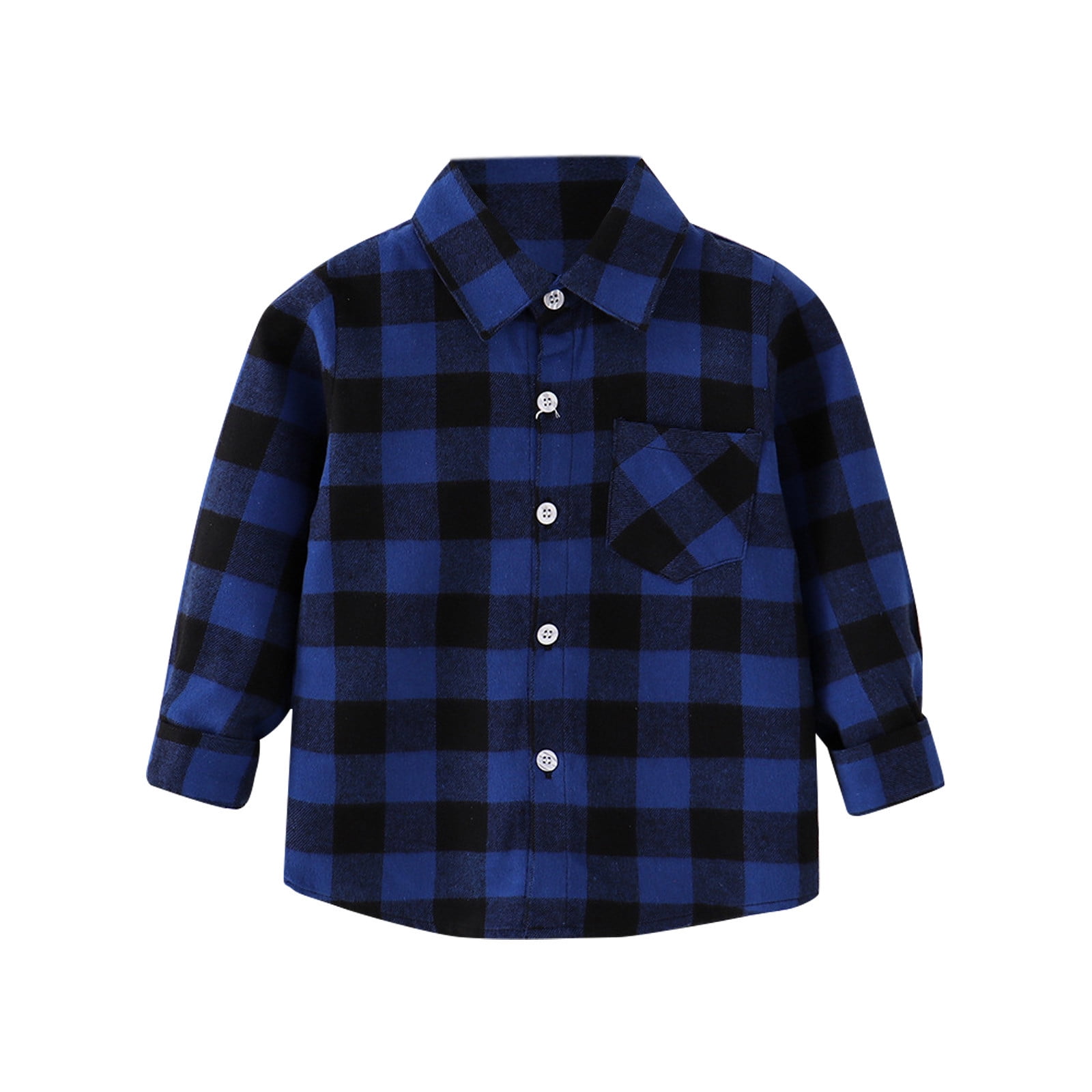 Boys Shirts Kids Toddler Flannel Jacket Plaid Long Sleeve Lapel Button ...