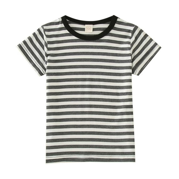 Boys Shirts Kids Toddler Summer Striped Prints Thin Breathable Cotton Short Sleeve T Shirt Summer Tops A 4 Years-5 Years