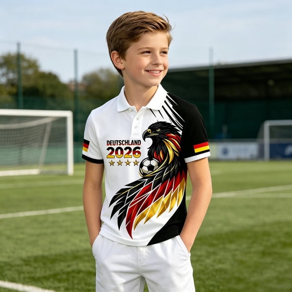 Boys Shirts Kids Tshirts Toddler Boys Soccer Shirt Boys Lightweight German Short Sleeve Shirt For Soft Breathable Blend Boys Fans Tops for Kids Jersey 3-4 Years