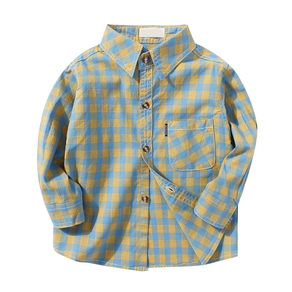 Boys Shirts Long Sleeve Kids Boys Classic Long Sleeve Shirt Collar Button Down Dress Shirts Solid Plain Basic Formal School Uniform Tops