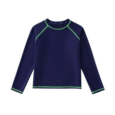 Boys Shirts, Long Sleeve Swim Shirts Swimwear For Kids, Boys Clothes(Navy,10-12 Years)
