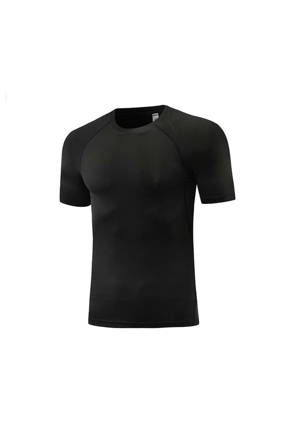 Boys Shirts Short Sleeve Compression Athletic Performance Wicking Breathable Crew Neck Top for Kids Sports Training Black 9 Years-11 Years