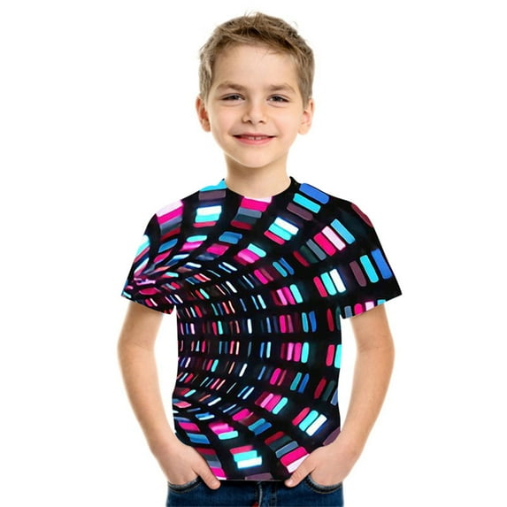 Boys Shirts Size 10-11 Multicolour Fashion Cool 3D Graphic Short Sleeve T-Shirts Gift Trendy Kid Shirt Casual Crewneck Soft and Breathable Shirts Pullover Tops Daily Wear