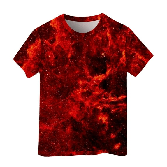 Boys Shirts Size 10-12 3D Print Graphic Tees Short Sleeve Casual Loose Crewneck T-Shirt Funny Carnival Party Shirt Oversized Summer Outerwear Red 4-5 Years