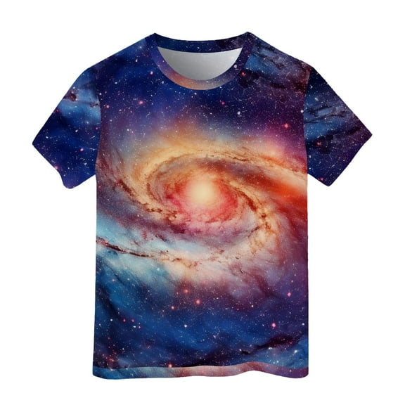 Boys Shirts Size 10-12 3D Print Graphic Tees Short Sleeve Casual Loose Crewneck T-Shirt Funny Colorful Shirt Summer Clothing Dark Blue 4-5 Years