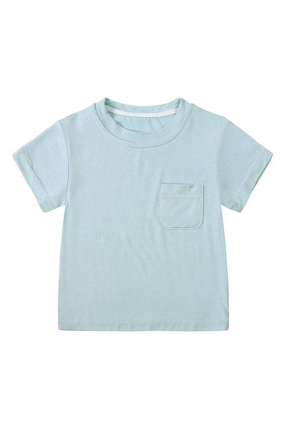 Boys Shirts Size 12 Solid Color Crewneck Pullover Tops Comfortable & Soft Lightweight Back To School Clothes,Light Blue,6-12 Months