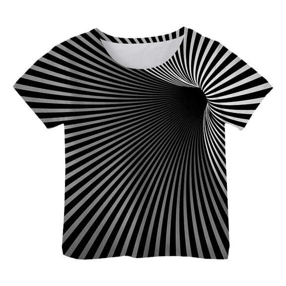 Boys Shirts Size 3-4 Fashion Cool 3D Dizziness Prints Short Sleeve T-Shirts Gift Trendy Kid Shirt Casual Crewneck Soft and Breathable Shirts Pullover Tops Daily Outerwear Z10 Black
