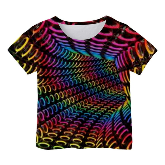 Boys Shirts Size 6-7 Fashion Cool 3D Dizziness Prints Short Sleeve T-Shirts Gift Trendy Kid Shirt Casual Crewneck Soft and Breathable Shirts Pullover Tops Daily Outerwear Z14 Hot Pink