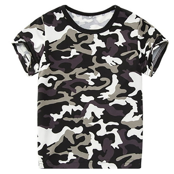 Boys Shirts Size 6 Boy Camouflagess T Shirt Camo Short Sleeve Tee Shirts for Boys Girls 2 14 Years Grey, 3-4 Years