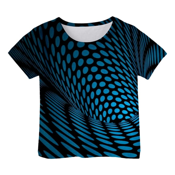 Boys Shirts Size 6 Fashion Cool 3D Graphic Short Sleeve T-Shirts Gift Trendy Kid Shirt Casual Crewneck Funny Printed Shirts Pullover Tops Daily Wear Z10-Blue 6-7 Years