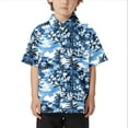 thumbnail image 1 of Boys Shirts Size 7 Tropical Print Button Closure Outerwear Loose Comfortable & Soft Tops Holiday Shirts T Shirt,Blue,12-13 Years, 1 of 3