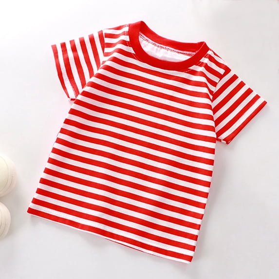 Boys Shirts Size 8-10Y Kids Striped Short Sleeve Crewneck Tee Soft Stretchy Summer Base Layer Top Toddler Clothes for Boys