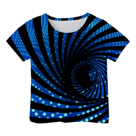 Boys Shirts Size 6 Fashion Cool 3D Graphic Short Sleeve T-Shirts Gift Trendy Kid Shirt Casual Crewneck Funny Printed Shirts Pullover Tops Daily Wear Z07-Blue 4-5 Years