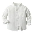 thumbnail image 1 of Boys Shirts Spring Summer Short Sleeve Solid Color Single Cotton Button Down Shirt Boys' Tops White 12 Years-13 Years, 1 of 7