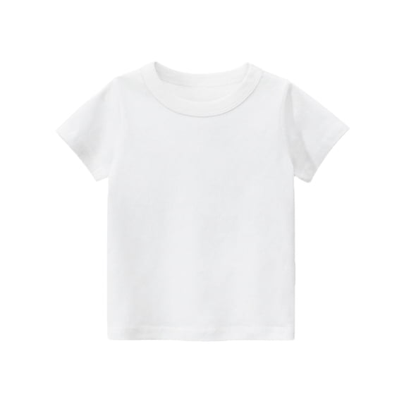 Boys Shirts Stretch Classic Slim Fit Basic Crew Neck Tops Solid Color Elastic Thin Sport Top Beach Summer Clothing White Size 6-8 Years