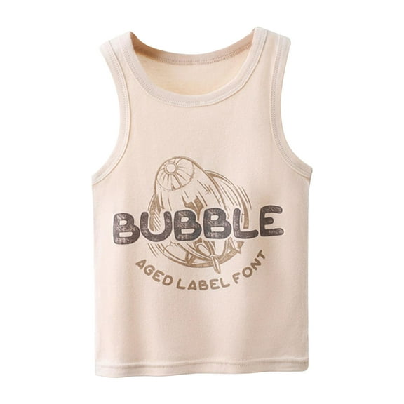 Boys Shirts Summer Thin Sleeveless Tank Tops Kids Baby Spaceship Dinosaur Print Basic Vest T Shirt Graphic Tee Beige 18 Months-24 Months