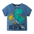 thumbnail image 1 of Boys Shirts Summer Toddler Short Sleeve Dinosaur Letter Prints T Shirt Shirts For Boys Dark Blue 4 Years-5 Years, 1 of 1