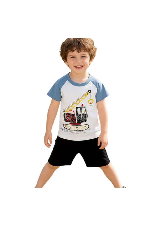 Boys Shirts T Shirt Construction Vehicle Toddler Kid Excavator Dump Truck Graphic Casual Summer Birthday Boy Shirt Clothes
