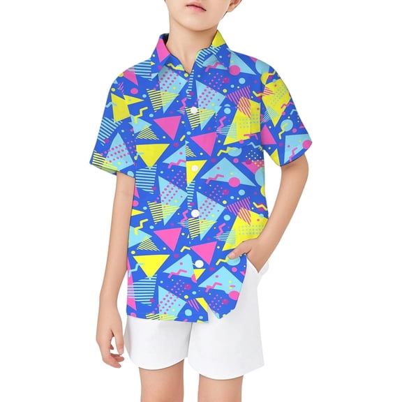 Boys Shirts T Shirt Summer Casual Printed Short Sleeve Buttoned (3Y 13Y) Hawaiian Shirts for Boys Clothes
