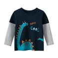 thumbnail image 1 of Boys Shirts Kids Fall Winter Long Sleeve Cartoon Dinosaur Prints Shirt Clothes Boys Tshirts Tops Dark Blue 4 Years-5 Years, 1 of 3