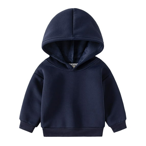 Boys Shirts Toddler Girls Long Sleeve Solid Hoodie Tees Fall Winter Clothes Shirts For Boys Navy 18 Months-24 Months