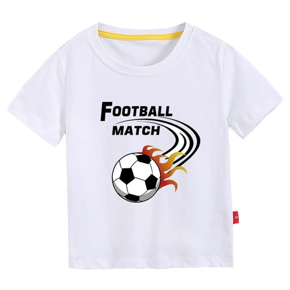 Boys Shirts Toddler Kids 3D Cartoon Football Prints Tops Summer Soft Short Sleeve T Shirt Graphic Tees White 5 Years-6 Years