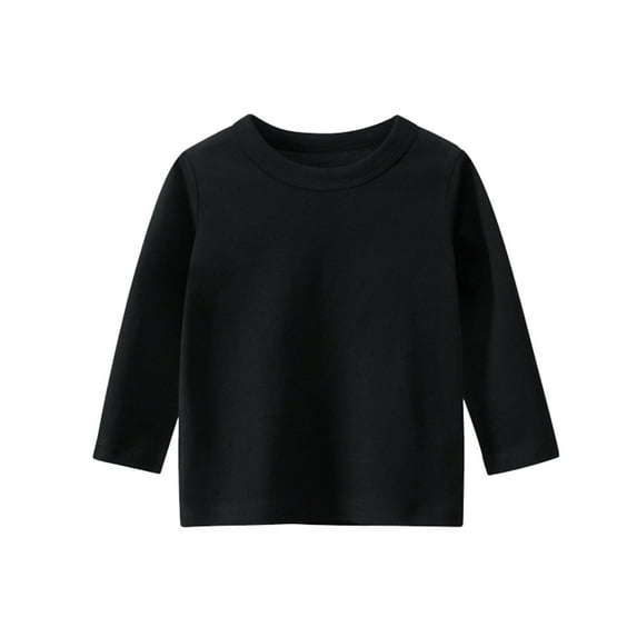 Boys Shirts Toddler Kids Girls Boys Long Sleeve Basic T Shirt Casual Tees Shirt Tops Solid Color Black, 3-4 Years