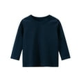 thumbnail image 1 of Girls Shirts Boys Casual Long Sleeve Solid Color Basic Tees Shirt Top Boys' Tops Navy 8 Years-9 Years, 1 of 3