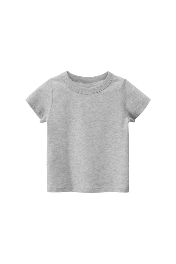 Boys Shirts Toddler Kids Short Sleeve Basic T Shirt Casual Summer Solid Color Tees Shirt Boys' Tops Grey 2 Years-3 Years