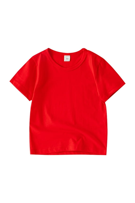 Boys Shirts Toddler Kids Short Sleeve Crewneck T Shirt Solid Color Tees Clothes For Children Shirts For Boys Red 12 Months-18 Months