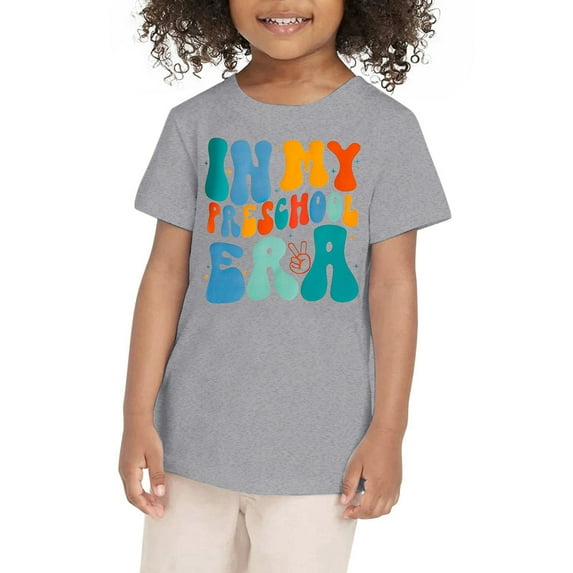 Boys Shirts Toddler Summer First Day of School T Shirt Kids in My Preschool Shirt Child Kindergarten Tops Graphic Tee Grey 5 Years-6 Years