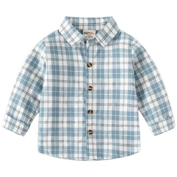 Boys Shirts Toddler Winter Autumn Long Sleeve Plaid Tees Shirt Coat Outwear For Babys Shirts For Boys Blue 3 Years-4 Years