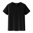 thumbnail image 1 of Boys Shirts - Unisex Kids Plain T-Shirt Ultra Soft Short Sleeve Tee Classic Crew Neck Multipack Ready Everyday Play Comfort Top - Shirts for Boys,Color:Black,Size:7-8 Years, 1 of 9