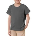 thumbnail image 1 of Boys Shirts,Unisex Kids Pocket Tee Short Sleeve Solid Color Crew Neck Shirt Basic Comfortable Top Soft Casual T-Shirt for Wear,Shirts for Boys,Dark Gray,3-4 Years, 1 of 4