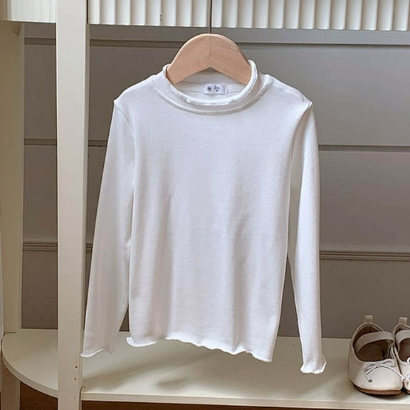 Boys Shirts White Long Sleeve Crewneck Cotton Casual Kids Sweatshirt Dress Shirt for Boys 7-8 Years