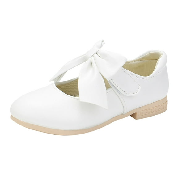 Boys Shoes,Children White Leather Bowknot Girls Single Performance Party,Toddler Boy Shoes,White,6-7 Years