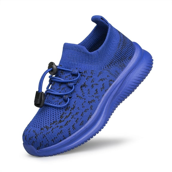 YHOON Boys Shoes Kids Sneakers Unisex Girls Slip on Running Tennis Fitness School Sock Shoes Navy Blue Big Kid Size 3