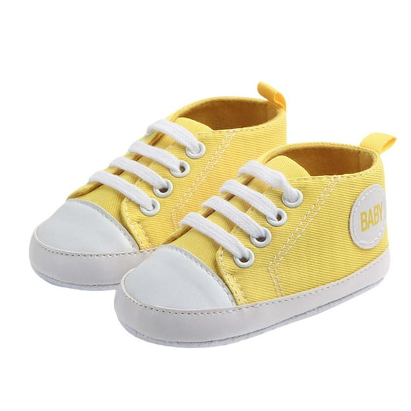 Boys Shoes,Sneakers Breathable Soft Sole First Canvas Babies Lightweight Flexible Non ,Toddler Boy Shoes,Yellow,6-8 Months