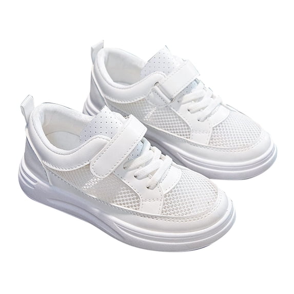 Boys Shoes Spring Summer Girl's New Mesh Breathable Non Slip Casual Sports Shoes Sneakers for Boys White 10 Years-10.5 Years